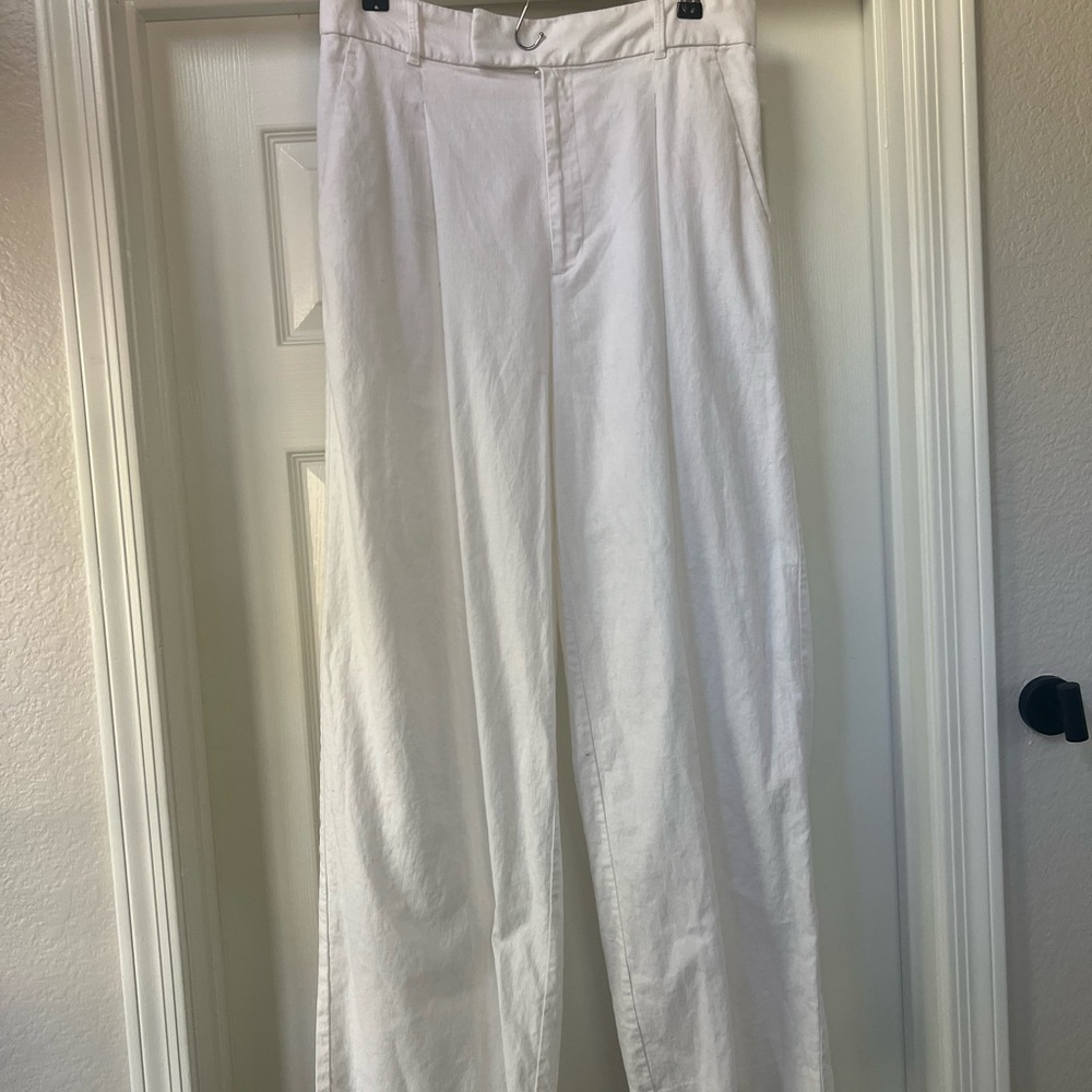 Banana Republic Wide Leg Linen White Pants